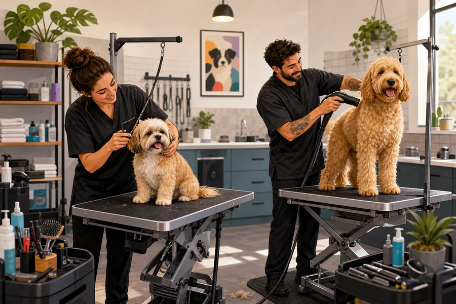 Busy grooming salon