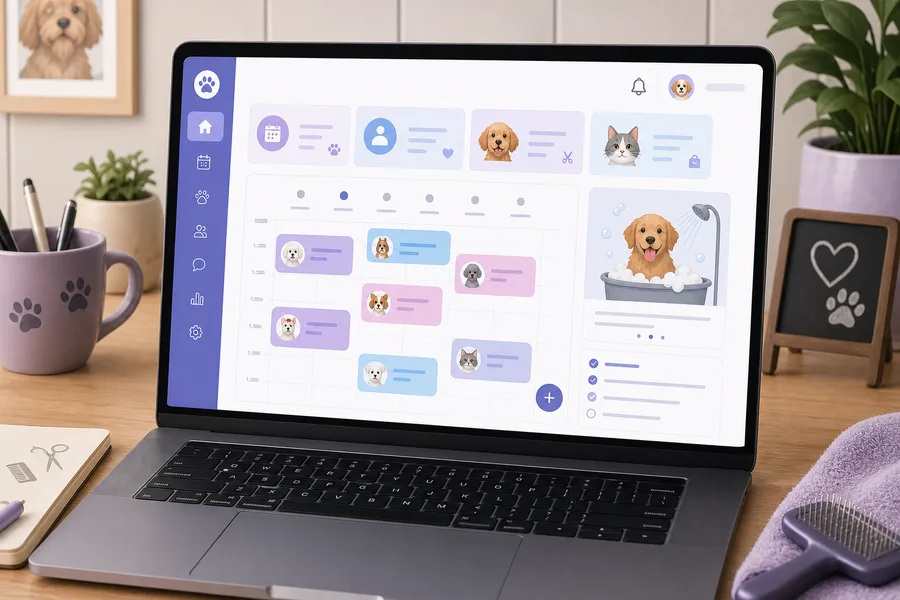 Dashboard and business overview on a laptop