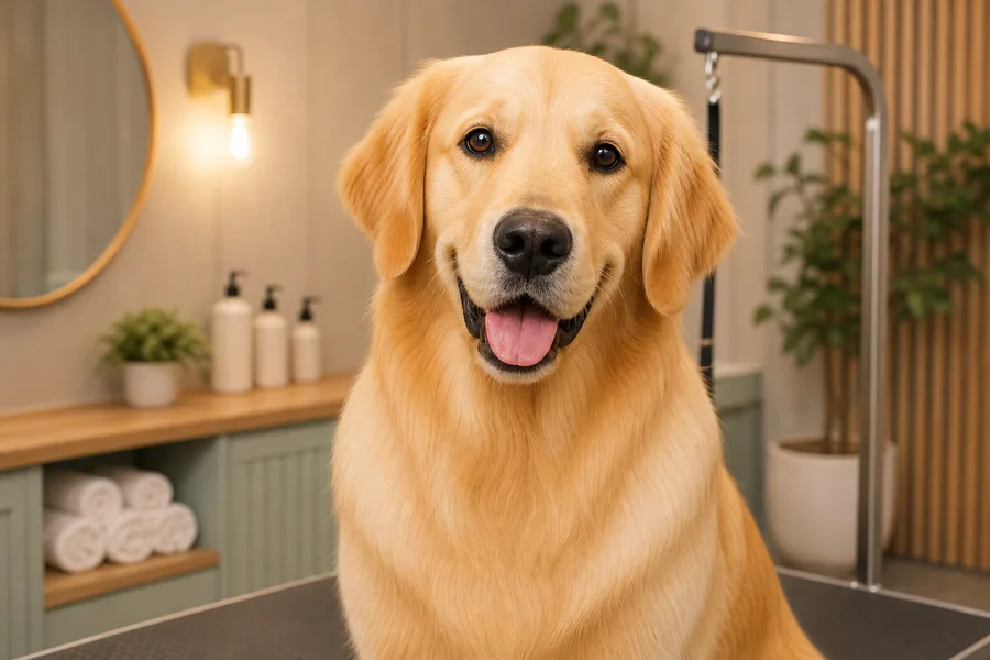 Happy dog after grooming